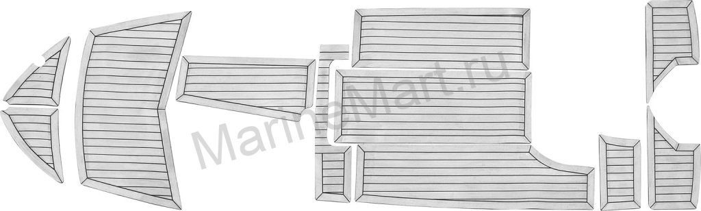 Комплект палубного покрытия для Феникс 530HT, тик серый, с обкладкой, Marine Rocket teak_530ht_grey_2 фото №1