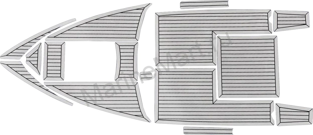 Комплект палубного покрытия для Феникс 560, тик серый, с обкладкой, Marine Rocket teak_560_grey_2 фото №1