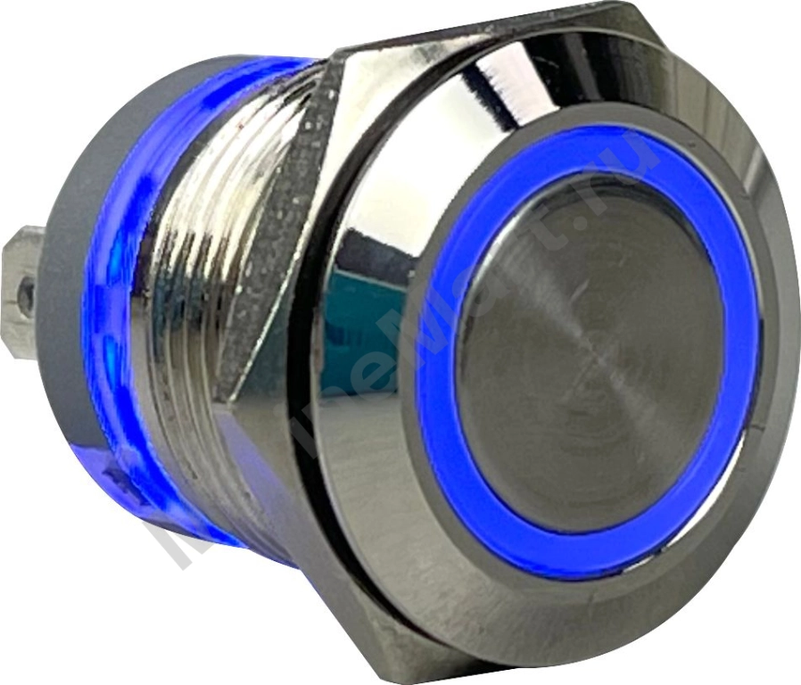 Кнопка с фиксацией, подсветка синяя, 12 В, д. 19мм SXC00006 фото №1