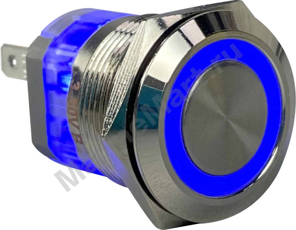 Кнопка с фиксацией, подсветка синяя, 12 В, д. 22мм SXC00008 фото №1