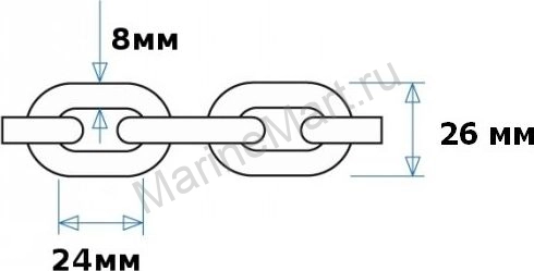 Цепь якорная оцинкованная 8 мм, DIN766 40108