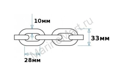 Цепь якорная оцинкованная 10 мм, DIN766 40110S