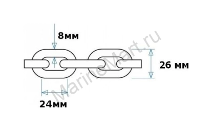 Цепь якорная нержавеющая 8 мм, DIN766 41108