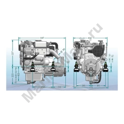 Судовой дизельный двигатель Beta 16 с реверс-редуктором PRM60 16л.с. 3600 об./мин