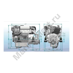 Судовой дизельный двигатель Beta 25 c механическим реверс-редуктором PRM125 25л.с. 3600 об./мин