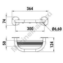 Ступень Poseidon 040302T 300x124мм ироко из нержавеющей стали AISI304