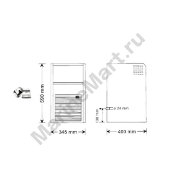 Льдогенератор Indel Marine 2400100 345x590x400мм 230В 50Гц 1.3А из нержавеющей стали