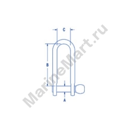 Скоба D-образная длинная с винтовым пальцем Ronstan RF622 4,8мм 31х11мм 800/1200кг из нержавеющей стали AISI316