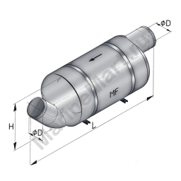 Глушитель пластиковый Vetus MF125 320 x 940 мм под шланг 125 мм