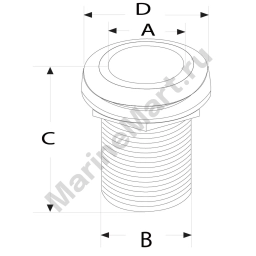 Кингстон Haice Through Hull Outlet 737315301 Ø64,6мм с резьбой Ø41,2мм отверстие Ø33,3мм из зеркально-полированной нержавеющей стали AISI316