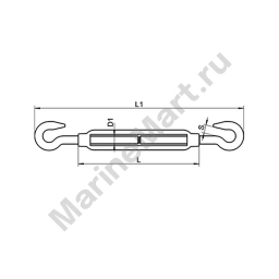 Талреп крюк/крюк открытый корпус Meiao 81110HH М10 150мм из нержавеющей стали AISI316