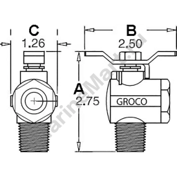 Groco 34-FV590 90º клапан Золотистый