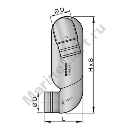 Гусёк пластиковый Vetus LT102 210 x 525 x 300 мм патрубки под шланг диаметром вход/выход 102/102 мм