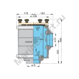Фильтр забортной воды Vetus FTR190063 306 x 262 мм 63 мм 570 л/мин
