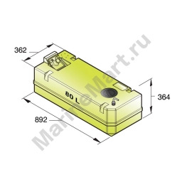 Цистерна/бак для питьевой воды Vetus WTANK80C 80 л 892 x 362 x 364 мм для шлангов 38/16/13 мм