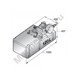 Цистерна для сточных вод с помпой и датчиком Vetus WWS12012B 12 В 120 л 407 x 450 x 1050 мм