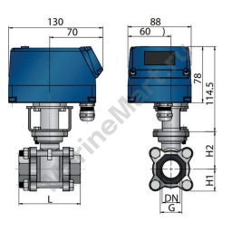 Шаровой кран с дистанционным управлением Vetus MV12A1 1” 12 В 2,2 А 130 x 88 x 199,5 мм