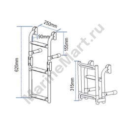 Лестница складная для транца из нержавеющей стали Lalizas 99500 620 х 250 мм 3 ступеньки