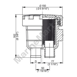 Фильтр забортной воды Vetus FTR33019M 162 x 150 мм 19 мм 51 л/мин