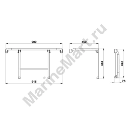 Скамья складная Poseidon 050102T 900x460x484мм из нержавеющей стали AISI304 и верхом из ироко