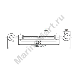 Талреп крюк/крюк CIM 3103-0108 М8 182-257мм открытый корпус из нержавеющей стали AISI316, 2 штуки