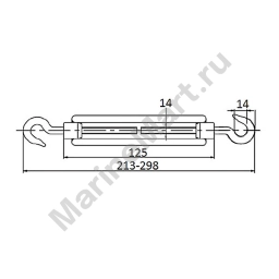 Талреп крюк/крюк CIM 3103-0110 М10 213-298мм открытый корпус из нержавеющей стали AISI316