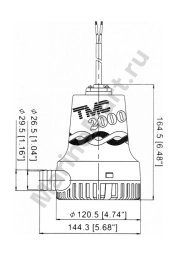 Помпа осушительная, 24 В, 2000GPH (7570 л/ч) TMC 1005724