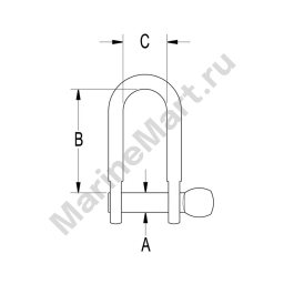 Скоба такелажная D-образная прямая с винтовым пальцем Ronstan RF1806 Ø4мм 16х10мм 600-800кг из нержавеющей стали