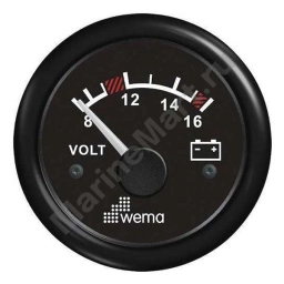 Wema 648555 Blackline 8-16V Вольтметр Черный  Black 52 mm