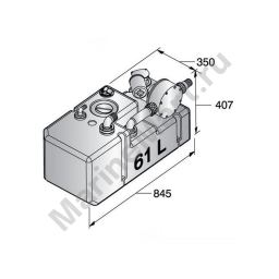 Резервуар с помпой и датчиком Vetus WWS6124B 24В 61л 407x350x845мм для сточных вод