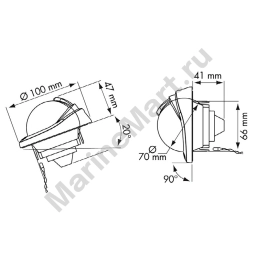 Компас Plastimo Offshore 75 63860 12/24В для судна 5-8м c белой конической картушкой Ø70мм в белом корпусе Ø100x88мм врезной монтаж под углом 20-90°