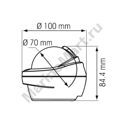 Компас Plastimo Offshore 75 63861 12/24В для судна 5-8м c чёрной конической картушкой Ø70мм в чёрном корпусе Ø100x84мм с мини-нактоузом