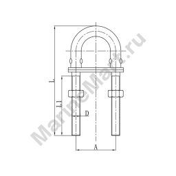 Скоба U-образная Huifeng Rigging HF-7042-150 150х60мм M12 с двойной планкой и гайками из нержавеющей стали