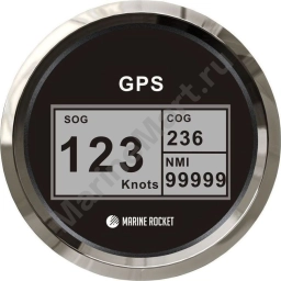GPS-спидометр электронный, черный циферблат, нержавеющий ободок, выносная антенна, д. 85 мм, Marine Rocket SMDGPS002BSMR