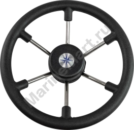 Рулевое колесо LEADER TANEGUM черный обод серебряные спицы д. 330 мм VN7330-01