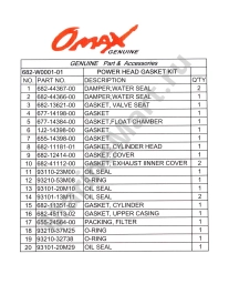 Ремкомплект блока Yamaha 9.9D/15D, Omax 682W000101_OM