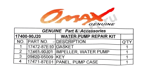 Ремкомплект помпы Suzuki DF115-140, Omax 1740090J20_OM