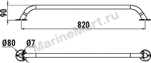 Поручень d25мм, 820 мм 030208T