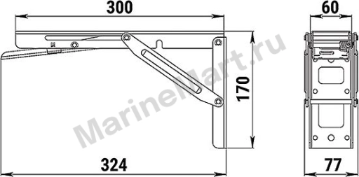 Кронштейн столешницы складной 160х300х62 050305T