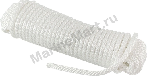 Веревка сплошного плетения d8мм, L15м, белый, Marine Rocket MR-PETS08015