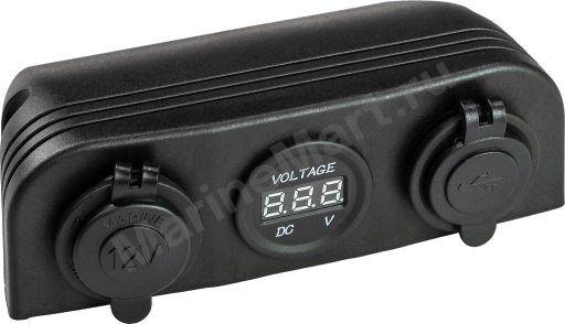 Панель с USB-разъемом 5в 2.1А, прикуривателем и вольтметром AD9-1011/2013/4010
