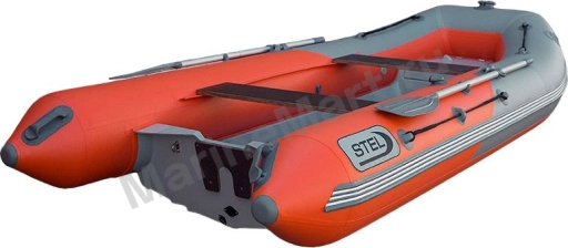 Лодка РИБ (RIB) STEL R-420, серый/оранжевый, накладки на рундук и банки, защита киля, корпус серый RIBST420_G/O_NZ