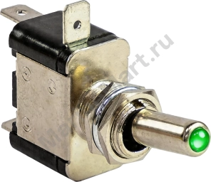 Тумблер двухпозиционный ON-OFF 12 В/20А 3P с подсветкой, зеленый MR07DG