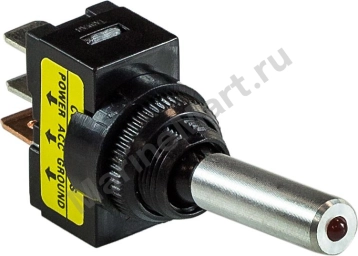 Тумблер двухпозиционный ON-OFF 12В/20А 3P с подсветкой, зеленый MR15DG