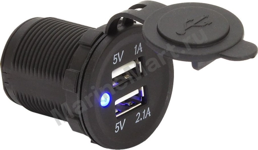 Гнездо питания с usb-разъемами, 3,1 а, светодиод more-10264221