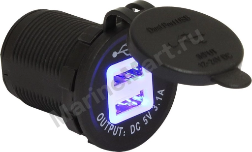 Гнездо питания с usb-разъемами, 3,1 а, подсветка more-10264222