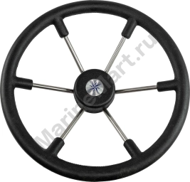 Рулевое колесо LEADER TANEGUM черный обод серебряные спицы д. 400 мм VN7400-01