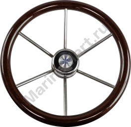 Рулевое колесо LEADER WOOD деревянный обод серебряные спицы д. 390 мм VN7390-33