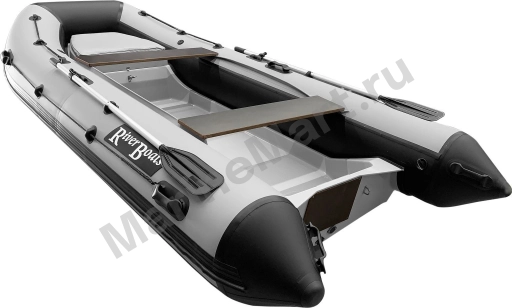 Лодка РИБ (RIB) RiverBoats RB 380 NEW, серо-белый, накладка на рундук, рым, ролик, защита киля, корпус белый RBRIB380NEW-N-RR-GWW