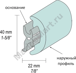 Наружный профиль привального бруса ПВХ, бухта 24 м. 44-042-04